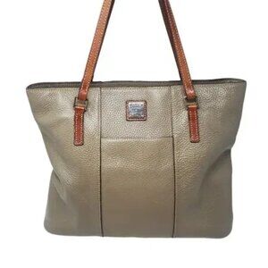 Dooney & Bourke Pebble Grain Leather Lexington Tote Bag Handbag Taupe call outs